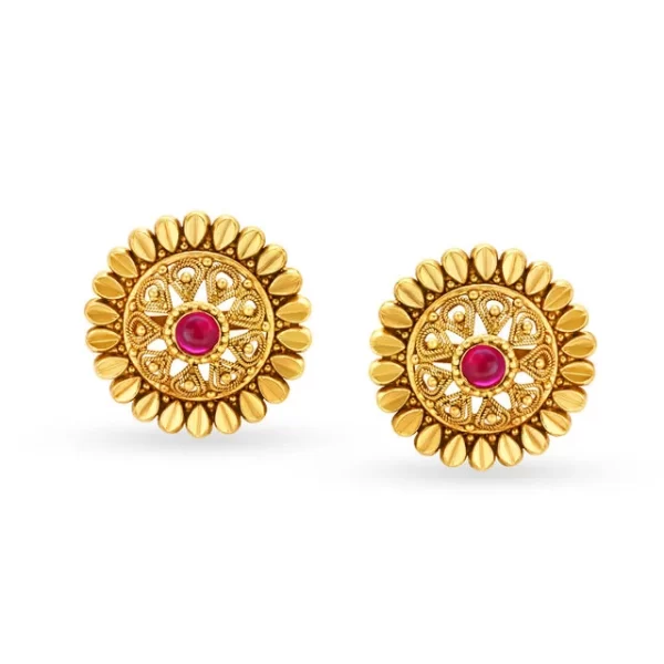 White Diamonds Gold Plated Two Stud Earrings Set for Ladies - Style A204 - Image 2